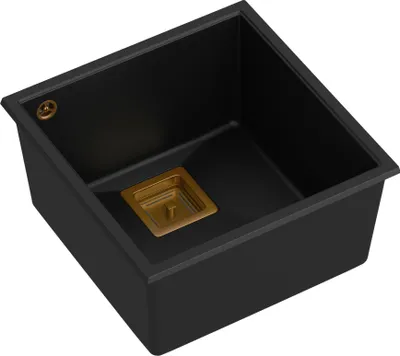 Produktbild von QUADRON Spülbecken 1-Becken Spüle | Größe: 41 x 42 x 22,5 cm | DAVID 40 | Küchenspüle Granitspüle aus GraniteQ mit Siphon | Weiß & Kupfer