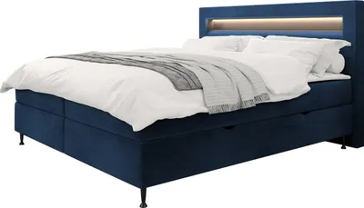 Produktbild von MIRJAN24 Boxspringbett Ovo, Ehebett mit zwei Bettkästen, Doppelbett mit Topper und Matratze, Beleuchtung (Farbe: Fresh 11, Größe: 140x200 cm)