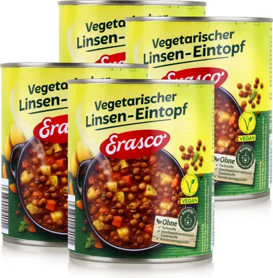 Produktbild von Erasco vegetarischer Linsen-Eintopf 800g Fertigessen (4er Pack)