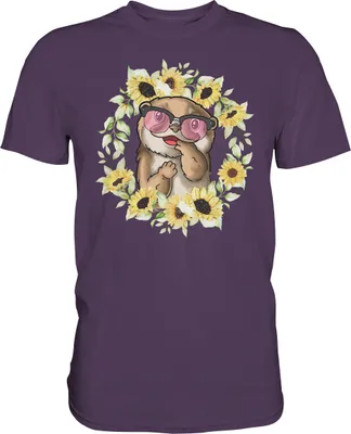 Produktbild von Otter Sonnenblumen Shirt Gärtner Sommer Garten Motiv – Urban Purple / M