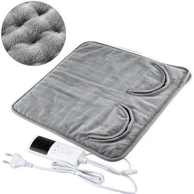 Produktbild von Elektrische Wärmematte für Füße, Fußheizmatte aus Polyester, 9 Temperaturstufen von 36–55 °C, LCD-Display, Abschalttimer, 40 W, Grau