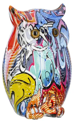 Produktbild von Gilde Figur, Eule, "Street Art", Graffitimotiv, Graffiti, Kunstharz, mehrfarbig, VE 3, L. 6 cm, B. 13 cm, H. 19 cm 37841 4063387378410