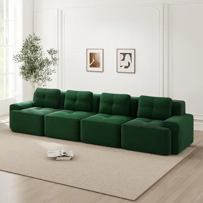 Produktbild von Modulares 4-Sitzer Sofa für Wohnzimmer, Corduroy-Cloud-Sofa, Tiefsitz, Bequemes Polstersofa, Rutschfest, Montagefrei