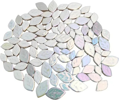 Productafbeelding van Keramische Mozaïektegels - Blad Mozaïek - Decoratief Handwerk - Glad Oppervlak - 500 g - Wit