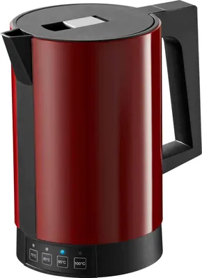 A red electric kettle on a white background.