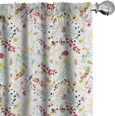 Produktbild von ABAKUHAUS Blumen Vorhänge, Gardinen, Frühlings-Blumenblätter botanische Natur inspirierte Schönheits-Jahreszeitfeier von Mutter Erde, 2 Stück 75 x 175 cm, Mehrfarbig
