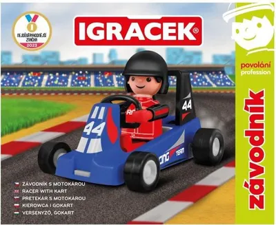 Obrázek produktu pro Igráček Závodník - figurka s modrou motokárou