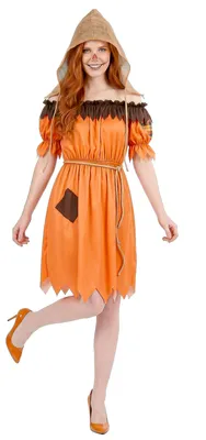 Obrázok produktu pre Kostým strašiaka pre ženy, halloweenský kostým, 3-dielny, oranžovo-čierny – M