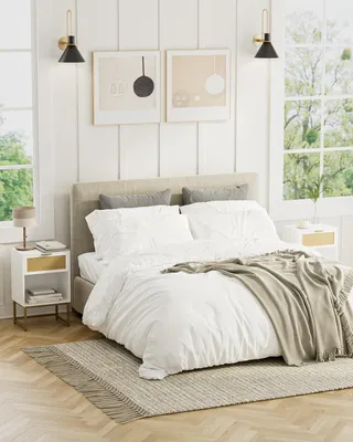 Image de Table de nuit boho - moderne rotin - 1 pièce - blanc