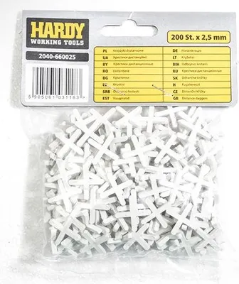 Obrázok produktu pre Hardex dištančné kríže 2,5 mm 200 ks vo vrecku