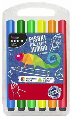 Produktbild von Kidea Jumbo Dreieck Filzstifte 12 Farben im Etui