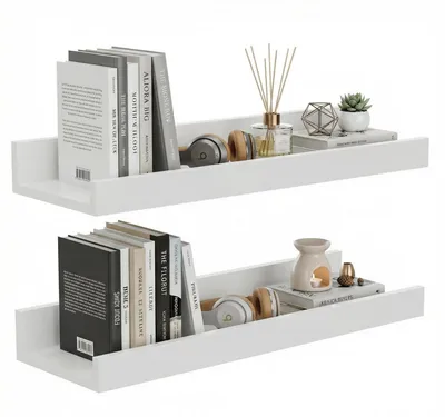 Immagine prodotto di Set di 2 mensole a parete, colore bianco opaco, MDF, 40 cm
