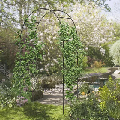 Produktbild von Rosenbogen Rankbogen Rosenspalier, Gartenbogen Metall schwarz, pulverbeschichtet | wetterfest | 4,5 kg | 140 x 40 x 240 cm