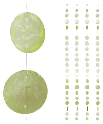 Image de Lot de 4 guirlandes Relaxdays Capiz, pour fenêtres, balcons, portes, rideaux en coquillages, guirlandes décoratives de 180 cm, étoile, vert clair