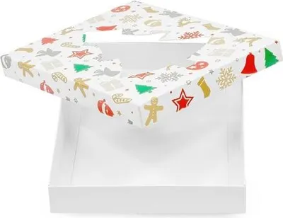 Zdjęcie produktu dla Pudełko Ozdobne Prezentowe Kartonik choinka/prezenty 195x155x30mm