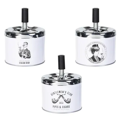 Produktbild von 3x Retro Drehaschenbecher Metall Ø 9 cm Aschenbecher Windaschenbecher Drehascher Sturmaschenbecher Wind Ascher