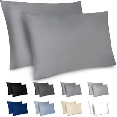 Produktbild von Famanu Kissenbezüge 50 x 70 cm – Gebürstete Mikrofaser mit Reißverschluss, Anthrazit