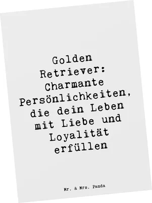 Produktbild von Mr. & Mrs. Panda Postkarte Spruch Golden Retriever Charme - Weiß - Geschenk, Hunderassen Eigenschaften, Hunderasse, liebevolles Wesen, Ansichtskarte, Fotokarte, Hingabe