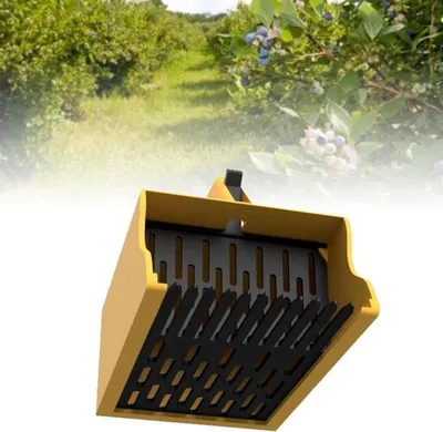 Ergonomische Oogsthark für Beeren und Obst, ideal für Blaubeeren und Himbeeren, praktische Kombi zum einfachen Pflücken und