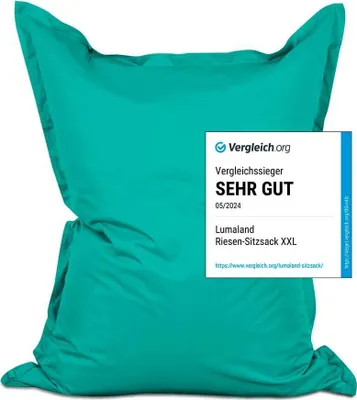 Produktbild von Lumaland Riesen-Sitzsack XXL 140x180 cm Wasserfestes Indoor & Outdoor Liegekissen über 3 Mio. anpassungsfähigen EPS-Perlen Bean Bag waschbarem Bezug