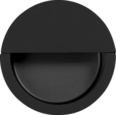 Produktbild von Muschelgriff Dotos ø 50mm - Griffmuschel - ideal als Schubladen- und Schiebetürgriff, Zinkdruckguss schwarz matt