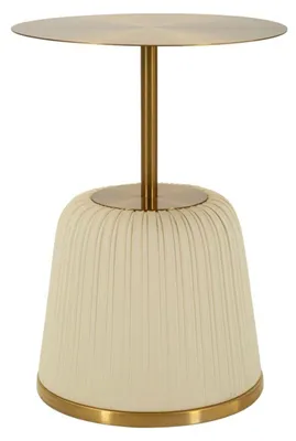 Produktbild von Mauro Ferretti Beistelltisch Egle Weiß Gold Ø40x55 cm Metall PU