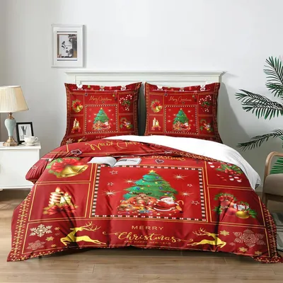 Produktbild von Weihnachts Bettwäsche 3-teilig 140x200cm Rentier mit 2 Kissenbezügen 65x65cm Mikrofaser