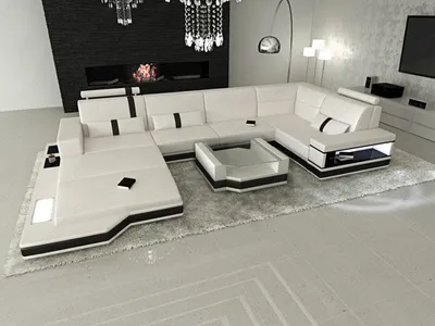 Produktbild von Wohnlandschaft Messana als Ledersofa mit LED Echtleder