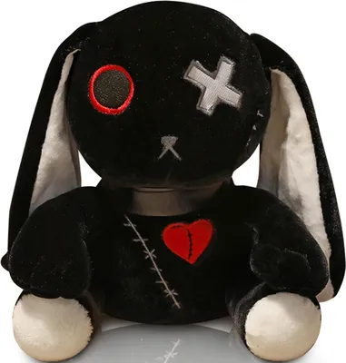 Produktbild von Gothic Hase Plüsch Kaninchen(25cm,Schwarz) Plüschtier Kuscheltier Horror Häschen Ostern Plüschtiere Halloween Gruseliges Häschen Plüschtier Spielzeug