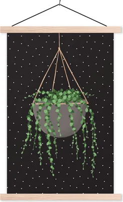 Produktbild von MuchoWow® Textilposter Pflanzen - Hängepflanze - Blumentopf 40x60 cm mit holzfarbenen Rahmen - Poster