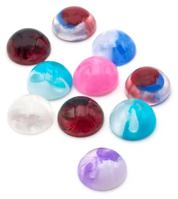 Produktbild von Vintageparts mehrfarbige Resincabochons 10 mm, 10 Stück