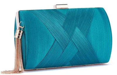 Produktbild von Elegante Frauen-Abendtasche mit Fransen, kleine Schultertasche, Meerblau, Crossbody-Design