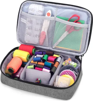 Produktbild von Doppelschichtiger Organizer für Nähbedarf - ideal für Nadeln, Scheren, Garne und mehr
