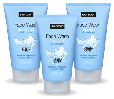 Imagen del producto de 3 unidades de limpiador facial Sence, apto para todo tipo de piel, 150 ml cada uno. Paquete económico