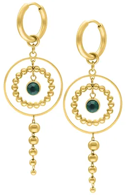 Produktbild von Wildcat Ohrringe - Little Aurora Hoops (pair) - Gold - Chirurgenstahl 316L - wasserfest, langlebig, hautverträglich, Gold-Smaragdgrün