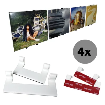 Produktbild von LP Wandhalterung - Weiß - 4er Set - Vinyl Schallplatten Wandregal Display