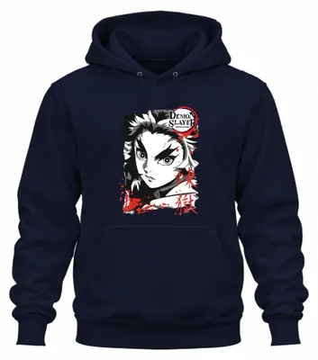 Immagine prodotto di Felpa con cappuccio unisex "Demon Slayer: Kimetsu no Yaiba - Rengoku", blu navy, taglia 3XL
