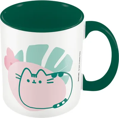 Obrázok produktu pre Pusheen - Hrnček na kávu "Tropical", kontrastný PM3838 (jedna veľkosť) (zelená/biela)