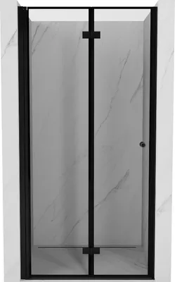 Produktbild von Mexen Mist-F Duschfaltwand links 100 cm, schwarzer Rahmen, Schwarz - 8A6-100-000-70-70-L