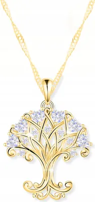 Produktbild von Goldkette Lebensbaum Glücksbaum Kristalle Baum SILBER 925