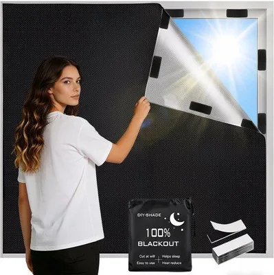 Zdjęcie produktu dla Zasłona zaciemniająca, 400 x 145 cm - tymczasowe zaciemnienie - bez wiercenia - idealna do sypialni - Luxento