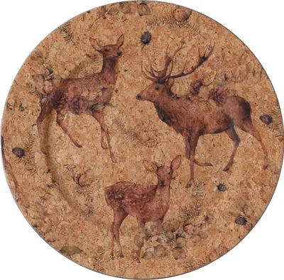 Produktbild von Dekoteller 33cm Kunststoff Waldtiere Motiv - Braun