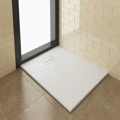 Zdjęcie produktu dla SUNXURY 80×100cm SMC Brodziki z odpływem Antypoślizgowy prostokątny brodzik biały