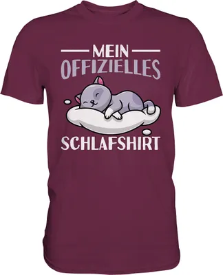 Produktbild von Offizielles Schlafshirt Nachthemd Schlafanzug Pyjama Schlafen Katze T-Shirt – Burgundy / 3XL