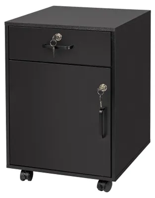 Rollcontainer mit Schublade und Schrankfach, 57x40x40 cm, schwarz
