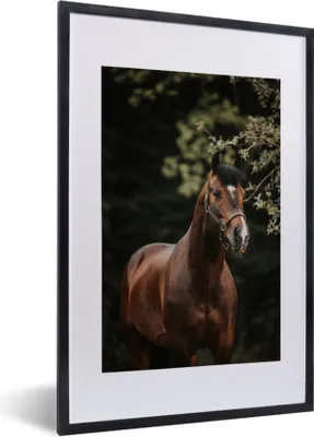Produktbild von MuchoWow® MuchoWow® Gerahmtes Poster Pferd - Äste - Porträt 40x60 cm - Poster mit zchwarzem Bilderrahmen - Poster in Rahmen
