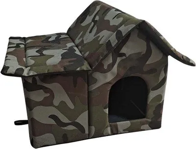 Productafbeelding van Kattenhuis Tent - Buitenkattenhuis Huisje - Bescherming Dieren - Weerbestendig Ontwerp - 54 x 45 x 38 cm - Groen