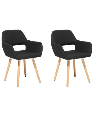 Produktbild von BELIANI Esszimmerstuhl 2er Set Schwarz Polsterbezug Holzbeine Retro-Stil