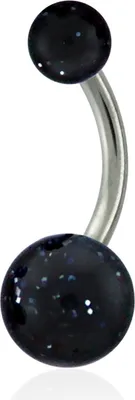 Produktbild von Bauchnabelpiercing Titan Titanium Acryl Glitzer Glitter Banane Belly Banana 8 mm