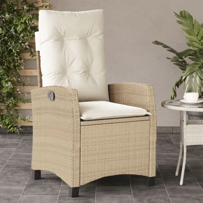 Produktbild von "2026 Promotion" Gartensessel mit Kissen Verstellbar Beige Poly Rattan - Gartenstühle CC22244
